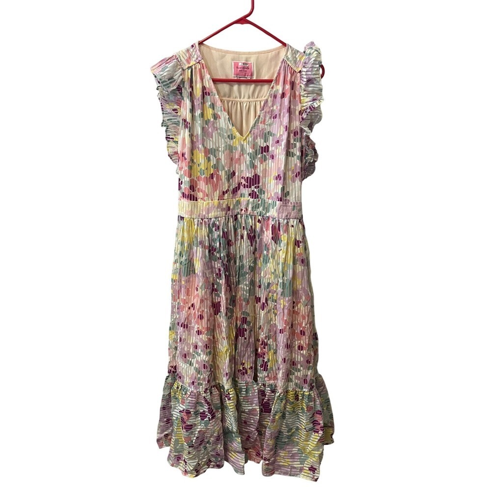 Kate Spade Painted Petals‎ Burnout Dress Mini Floral Ruffle Sleeve Spring Size 8